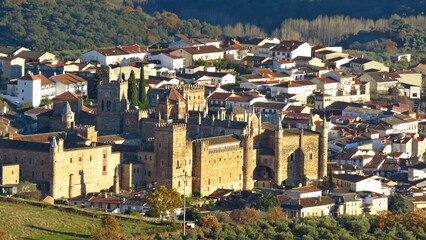 Monastery town of Guadalupe seen from the mountain rural