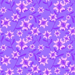 Cartoon summer retro seamless flower pattern for wrapping paper and fabrics and spring packaging and kids print