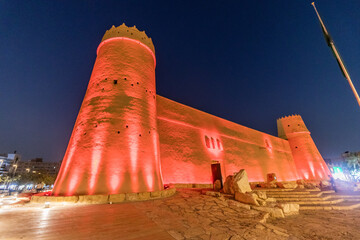 Evening view of Masmak Fort in Riyadh, Saudi Arabia