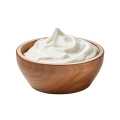 Curd in Wooden Bowl Isolated Transparent PNG Format