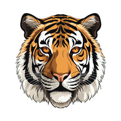 Illustration of a tiger on a white background flat