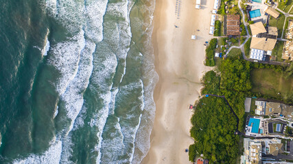 Santinho Beach in Florianopolis. Aerial view from drone.