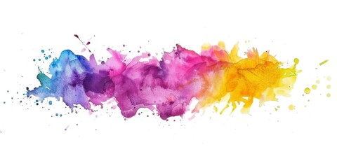 Lively watercolor splash with a gradient from a tranquil blue to a playful pink and a radiant yellow, conveying a sense of freedom and creativity.