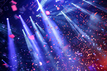 Vibrant Stage With Lights and Confetti