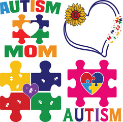 Autism Awareness Vector Illustrations, Autism Awareness t shirt design bundle