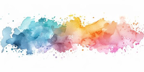 Seamless watercolor gradient with blue to yellow to pink hues on white, symbolizing optimism and artistic diversity.