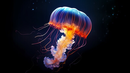 Vibrant jellyfish glide gracefully in the ocean water
