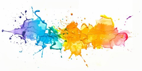 Explosive watercolor fusion with vivid blue, purple, and orange splashes against white, embodying energy and creativity.