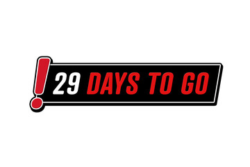 twenty-nine days to go countdown. Sale price offer promo deal timer. Sticker, button, icon.
