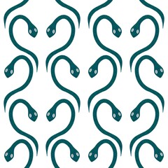 Christmas cartoon animals seamless snake pattern for new 2025 year wrapping paper and fabrics