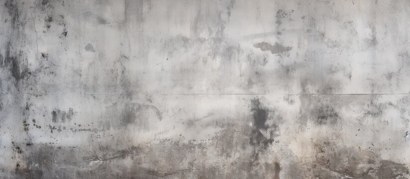 A closeup of a grey concrete wall covered in stains, resembling a monochrome photography art piece. The wall contrasts with the green grass and wood flooring nearby