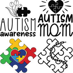 Autism Awareness Vector Illustrations, Autism Awareness t shirt design bundle
