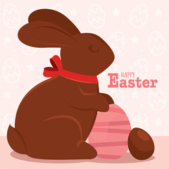 Happy easter card Chocolate bunny Vector