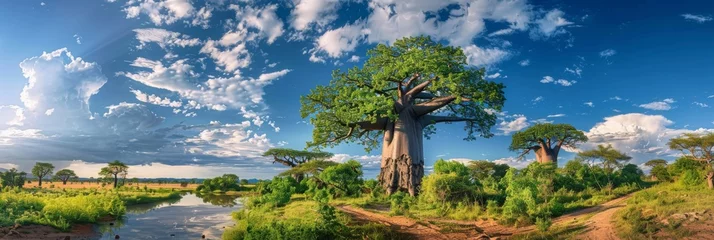 Schilderijen op glas Baobab Tree, Africa Landscape, Madagascar Nature, Baobab Trees, Copy Space © artemstepanov