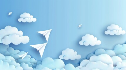 illustrated background of paper airplanes, relief generative ai