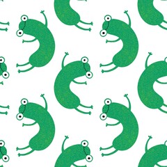 Cartoon animals seamless frogs pattern for wrapping paper and fabrics and kids clothes print and party accessories
