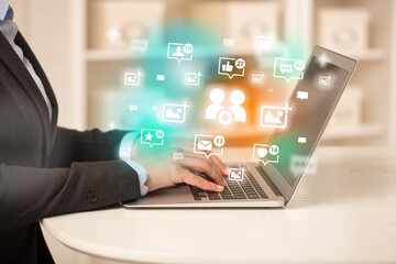 Young person surfing on social media network