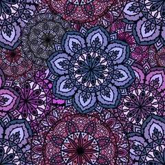 Abstract geometric floral seamless mandala pattern for fabrics and linens and wrapping paper and fashion