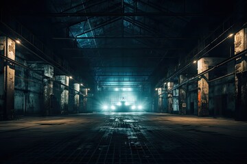 Old Abandoned Warehouse Used for Underground Techno Party Raves, Lowered Dacne Floor