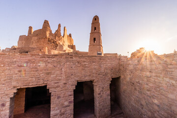 Ancient Umar (Omar) mosque and Marid Castle in Dumat al Jandal, Saudi Arabia - 759267360
