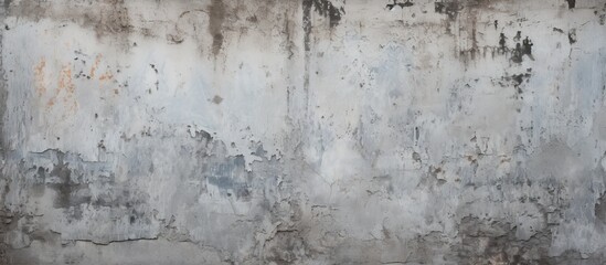 A close up of a grey concrete wall with peeling paint, resembling a winter frost pattern. The monochrome photography captures the art of decay