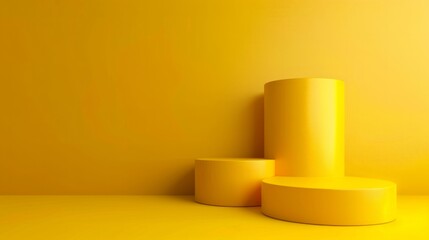 photography studio with a podium on a bold bright yellow background generative ai