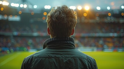 soccer manager on grandstand - obrazy, fototapety, plakaty