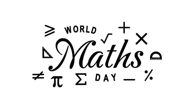 World Maths Day Text Animation. Great for World Maths Day Celebrations with transparent background, for banner, social media feed wallpaper stories