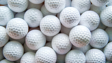 background of white golf balls top down view