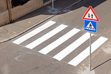 Pedestrian zebra crossing on a street