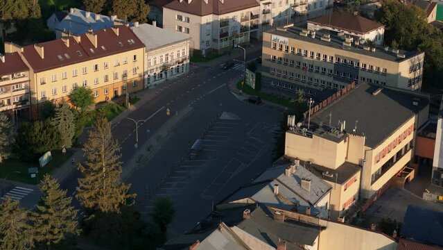 Beautiful Downtown Market Square Lesko Aerial View Poland
