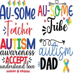 Autism Awareness Vector Illustrations, Autism Awareness t shirt design bundle