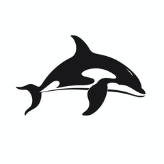 Orca Logo Monochrome Killer Whale Design flat vector
