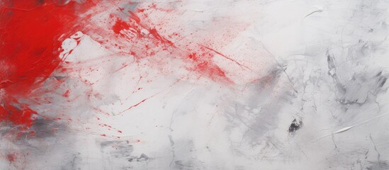 Red paint smudges on a white and gray background texture