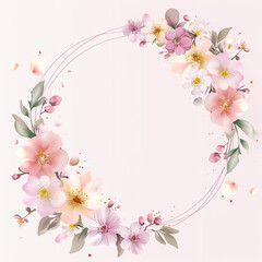 Fototapeta na wymiar Decorate your designs with a watercolour wildflower flower wreath isolated on a white background, adding a touch of spring in an arrangement suitable for background, texture, wrapper, frame, or border
