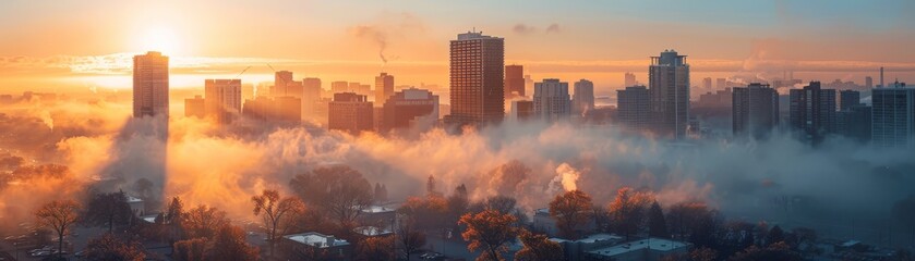 A fresh morning in a city with clear skies