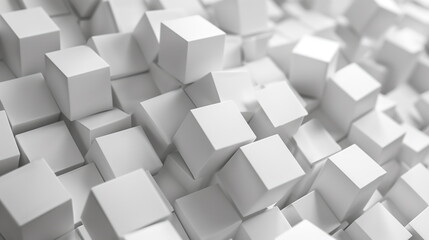 Randomly shifted white cube boxes creating a dynamic block background Abstract white and light gray...