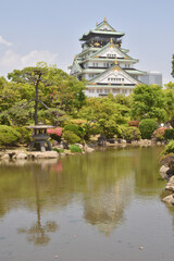 Fototapeta na wymiar 大阪城の天守閣と日本庭園