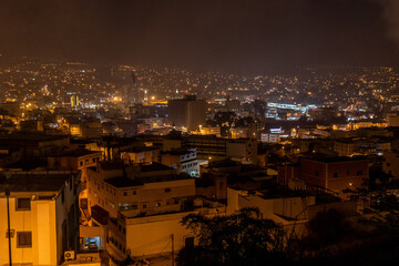 Fototapeta premium Night aerial view of Abha, Saudi Arabia