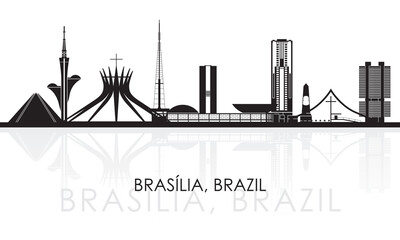 Silhouette Skyline panorama of city of Brasilia, Brazil - vector illustration - 759284907