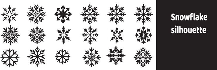 Snowflake silhouette vector icon stock illustration - obrazy, fototapety, plakaty