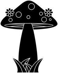 mushroom illustration fungus silhouette fungi logo food icon plant outline nature autumn flower grass natural forest leaf season summer shape green wild mushrooms for vector graphic background