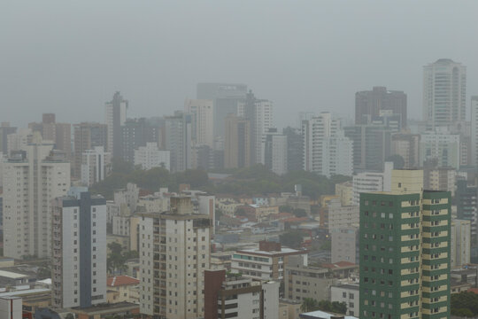 Foggy dawn scene in Belo Horizonte, capital of the state of Minas Gerais, Brazil