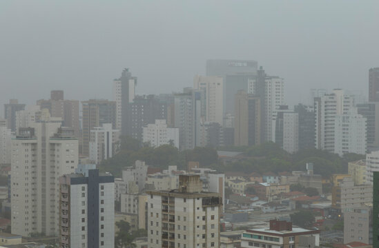 Foggy dawn scene in Belo Horizonte, capital of the state of Minas Gerais, Brazil