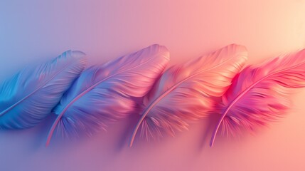 3D Blender feathers, pastel gradient, minimalist aesthetic