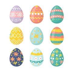 2d flat design illustration of the Easter eggs isolated on a white background