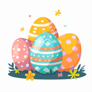 2d flat design illustration of the Easter eggs isolated on a white background