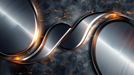 A close up of a metallic background with two curved metal objects, AI