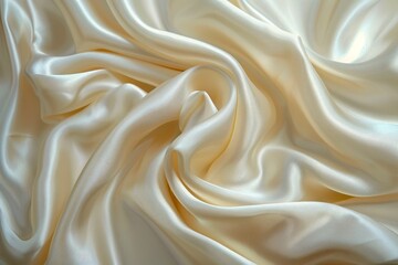 Elegant Creamy Satin Texture Background, Luxurious Smooth Silk Fabric, Sophisticated Material Close-up Abstract