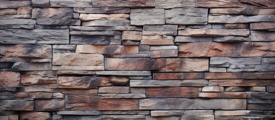 Obraz premium A close up of a brown stone wall made up of rectangular bricks, a composite building material commonly used in brickwork. The wall has a rich texture resembling hardwood flooring